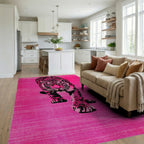 Vibrant Pink Tiger Striking Pose Rug - Living Room View