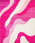 Vibrant Pink Wave Abstract Rug - Cutout View