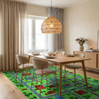 Vibrant Playful Town Map Rug - Dining Room View