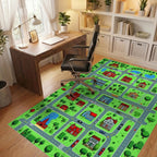Vibrant Playful Town Map Rug - Office View