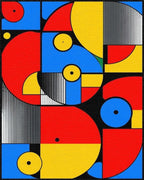 Vibrant Primary Geometric Circles Rug - Cutout View