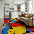 Vibrant Primary Geometric Circles Rug - Living Room View
