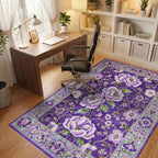 Vibrant Purple Floral Garden Rug - Office View