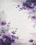 Vibrant Purple Floral Watercolor Swirl Rug - Cutout View