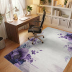 Vibrant Purple Floral Watercolor Swirl Rug - Office View