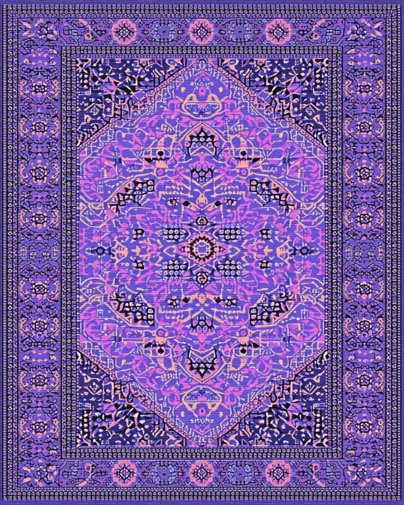 Vibrant Purple Geometric Medallion Rug - Cutout View
