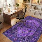 Vibrant Purple Geometric Medallion Rug - Office View