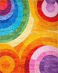 Vibrant Rainbow Arc Geometric Pattern Rug - Cutout View