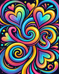 Vibrant Rainbow Swirl Hearts Rug - Cutout View