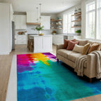 Vibrant Rainbow Tie Dye Streaks Rug - Living Room View