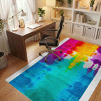 Vibrant Rainbow Tie Dye Streaks Rug - Office View