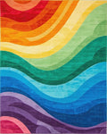 Vibrant Rainbow Wave Pattern Rug - Cutout View