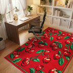 Vibrant Red Cherry Branch All Over Rug - Office View
