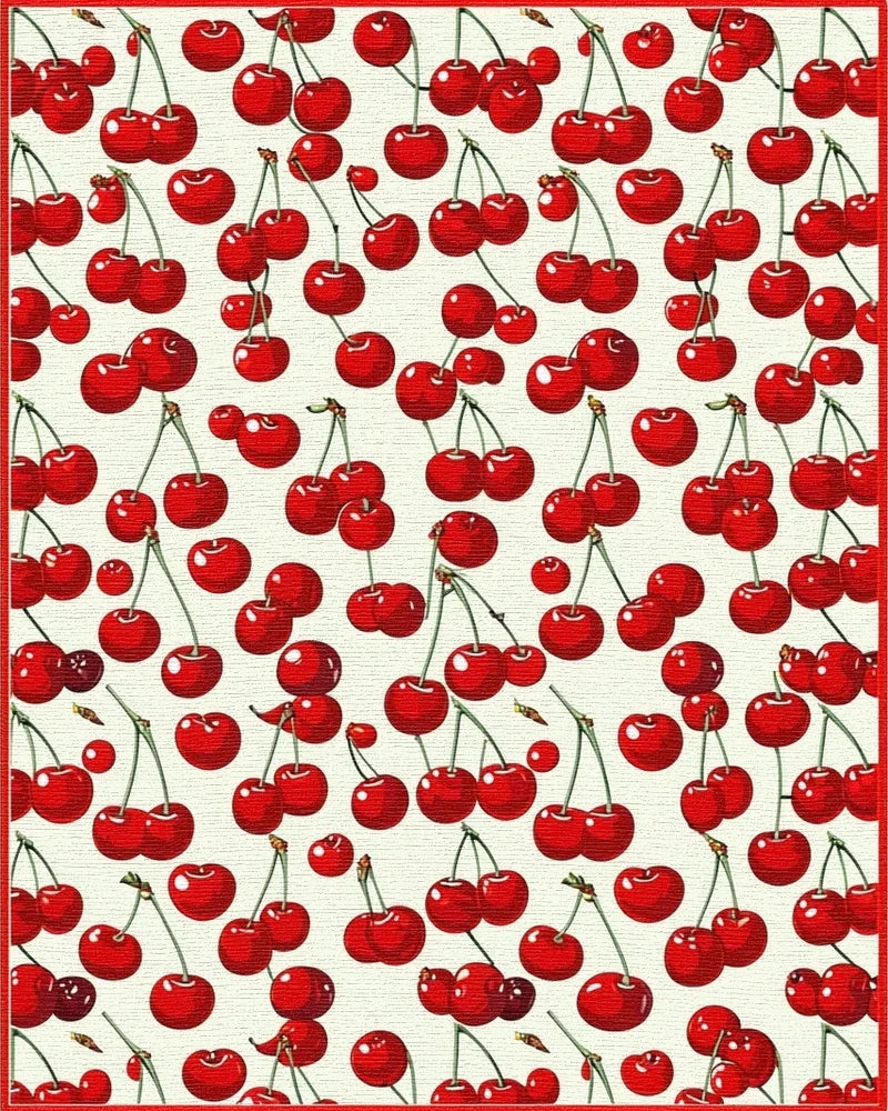 Vibrant Red Cherry Whimsical Rug - Cutout View