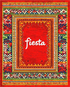 Vibrant Red Festive Tribal Border Rug - Cutout View