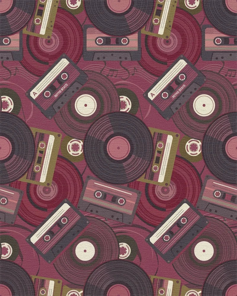 Vibrant Retro Cassette Vinyl Rug - Cutout View