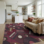 Vibrant Retro Cassette Vinyl Rug Living Room View