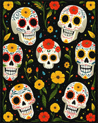 Vibrant Skull Floral Day of the Dead Rug - Cutout View