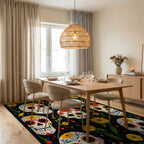 Vibrant Skull Floral Day of the Dead Rug Dining Room View