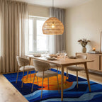 Vibrant Sunset Ocean Waves Rug - Dining Room View