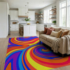 Vibrant Swirl Abstract Color Streak Rug Living Room View