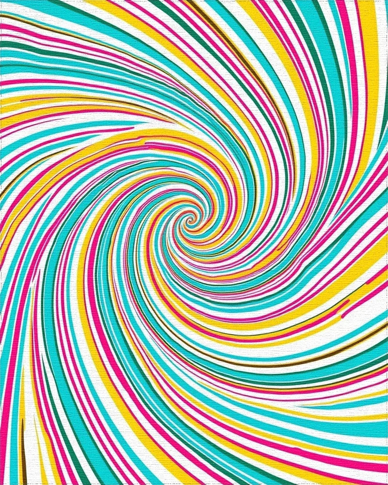 Vibrant Swirl Turquoise Pink Yellow Rug - Cutout View