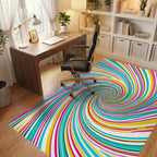 Vibrant Swirl Turquoise Pink Yellow Rug Office View