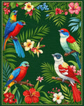 Vibrant Tropical Birds and Foliage Rug - Cutout View