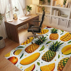 Vibrant Tropical Fruit Pineapple Mango Pattern Rug - Office View