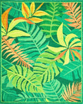 Vibrant Tropical Green Leaf Collage Rug - Cutout View