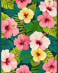 Vibrant Tropical Hibiscus Leaf Rug - Cutout View