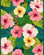 Vibrant Tropical Hibiscus Leaf Rug - Cutout View