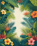 Vibrant Tropical Leaves Hibiscus Floral Rug - Cutout View