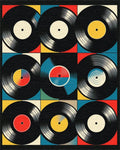 Vibrant Vinyl Records Grid Rug - Cutout View