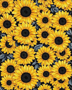 Vibrant Yellow Sunflowers Black Rug - Cutout View