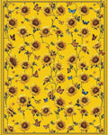 Vibrant Yellow Sunflowers Butterflies Rug - Cutout View