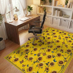 Vibrant Yellow Sunflowers Butterflies Rug - Office View