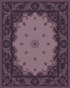 Victorian Plum Floral Scroll Rug - Cutout View