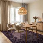 Victorian Plum Floral Scroll Rug Dining Room View