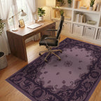 Victorian Plum Floral Scroll Rug Office View