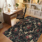 Victorian Red Floral Scroll Arrangement Rug Office View