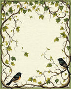 Vines Birds Botanical Pattern Rug - Cutout View