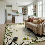 Vines Birds Botanical Pattern Rug - Living Room View