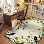 Vines Birds Botanical Pattern Rug - Office View