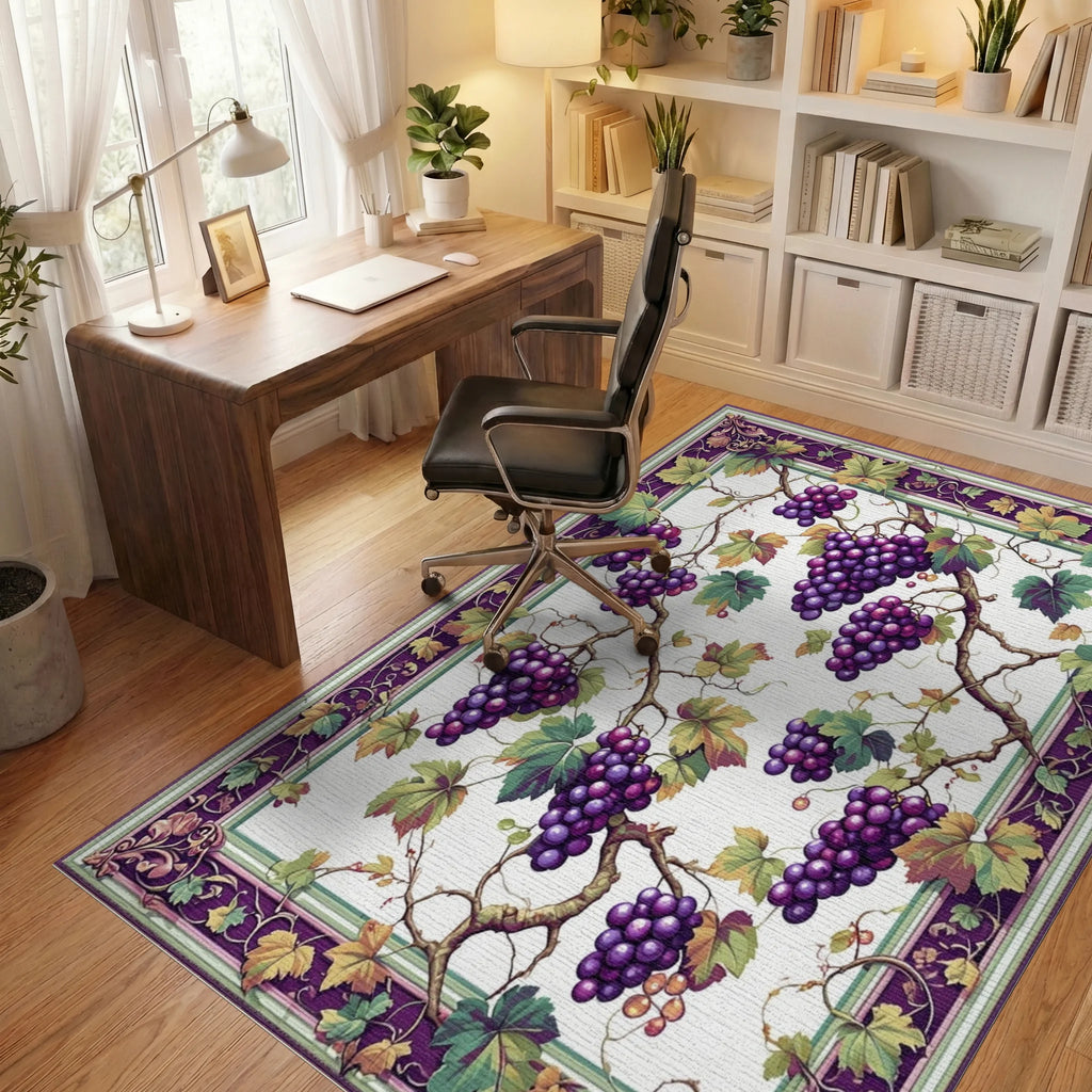 Vineyard Grape Pattern With Ornate Border Rug Office View