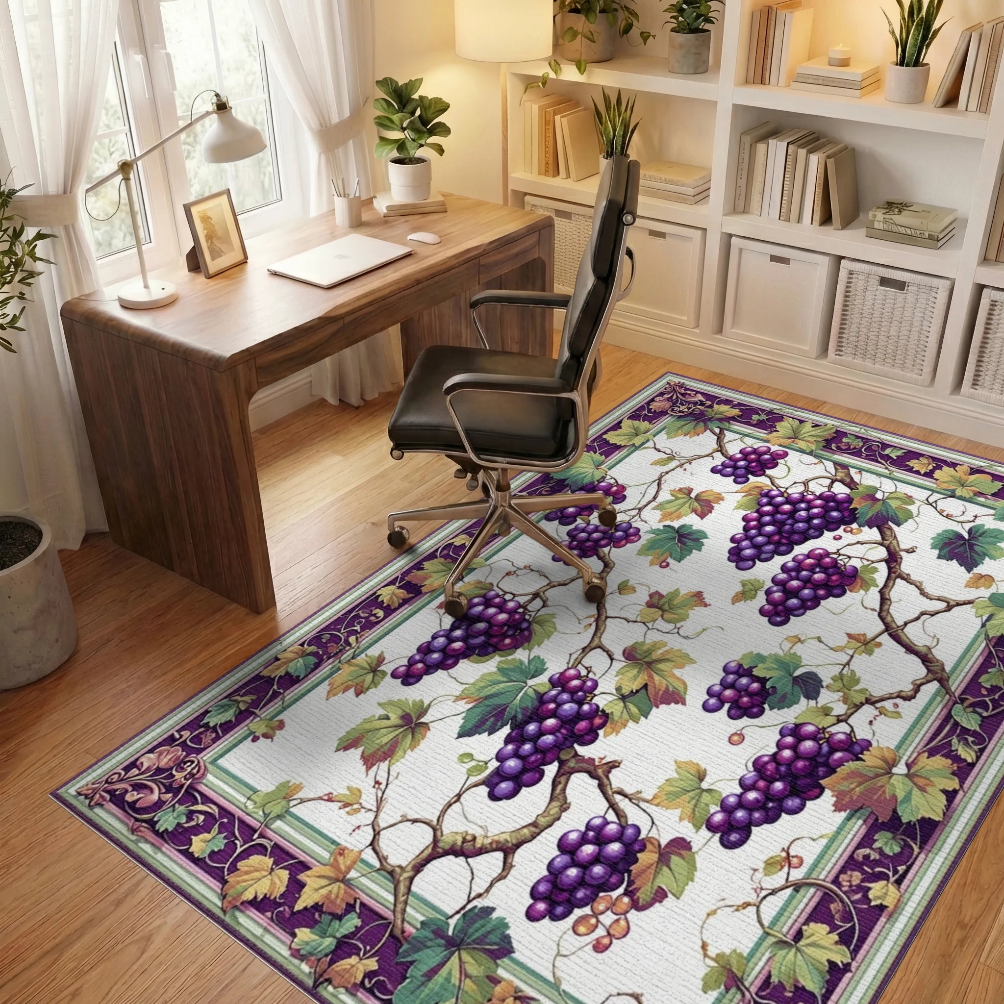Vineyard Grape Pattern With Ornate Border Rug Office View