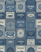 Vintage Air Mail Compass Stamps Rug - Cutout View