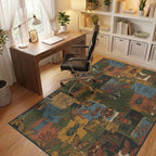 Vintage Beetles Butterflies Pomegranates Maps Rug Office View
