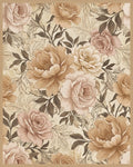 Vintage Beige Rose Garden Rug - Cutout View