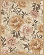 Vintage Beige Rose Garden Rug - Cutout View